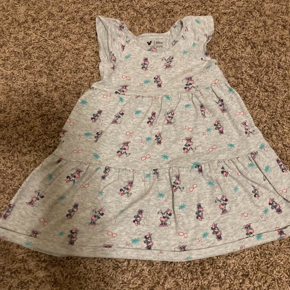Disney Jumping Beans Classic Minnie Mouse Dress 24 Months Gray Tier Cotton Blend